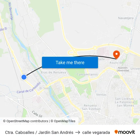 Ctra. Caboalles / Jardín San Andrés to calle vegarada map