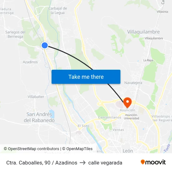 Ctra. Caboalles, 90 / Azadinos to calle vegarada map