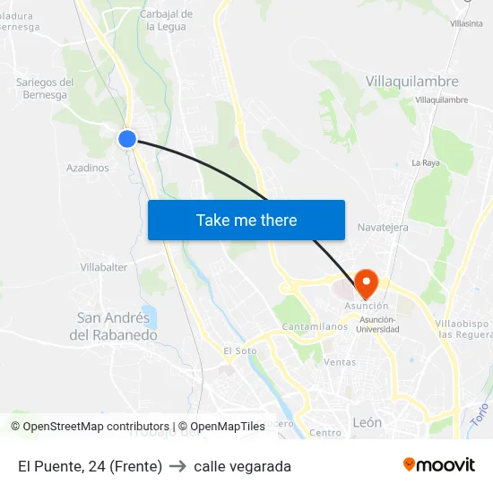 El Puente, 24 (Frente) to calle vegarada map
