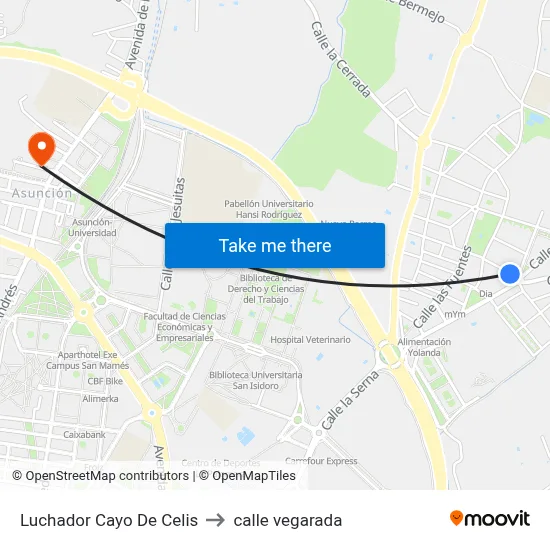 Luchador Cayo De Celis to calle vegarada map
