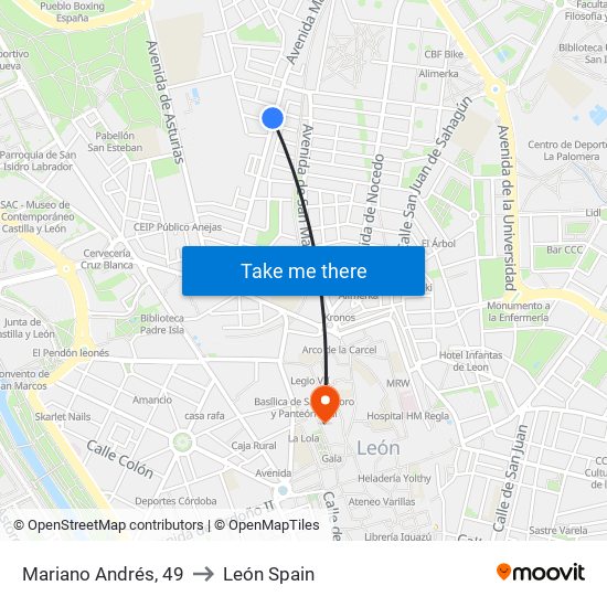 Mariano Andrés, 49 to León Spain map