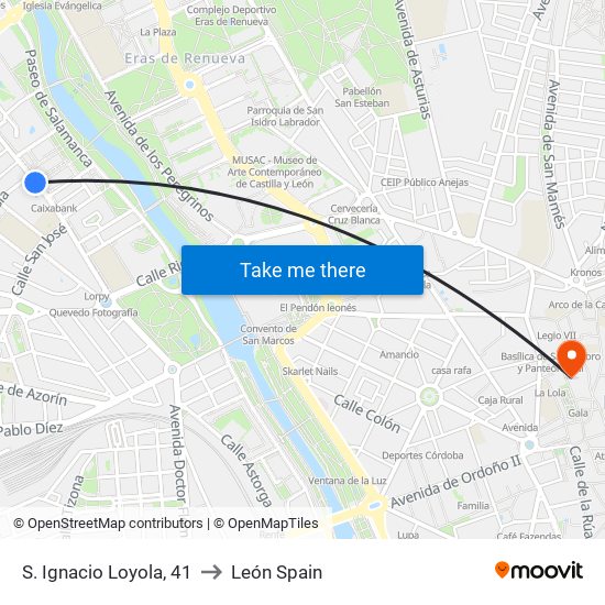 S. Ignacio Loyola, 41 to León Spain map