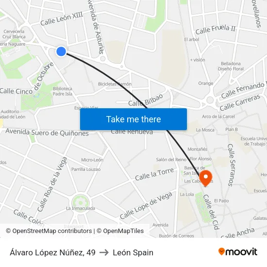 Álvaro López Núñez, 49 to León Spain map