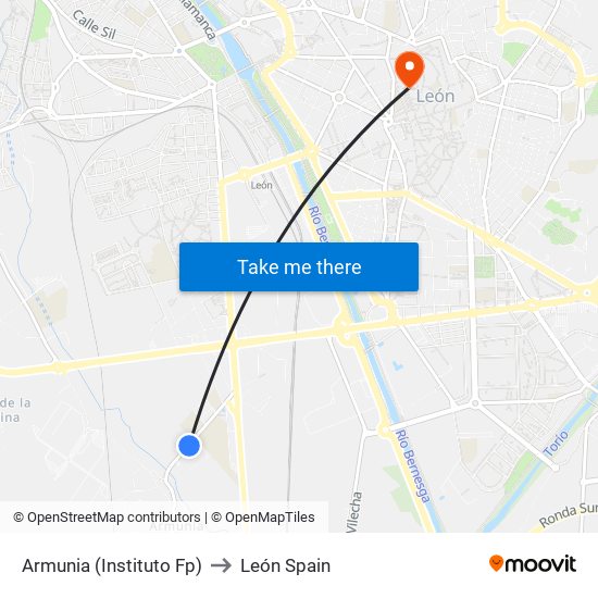 Armunia (Instituto Fp) to León Spain map