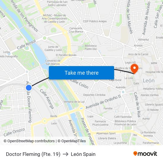 Doctor Fleming (Fte. 19) to León Spain map