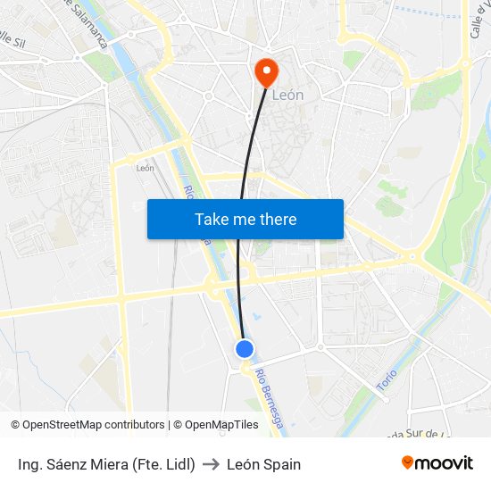 Ing. Sáenz Miera (Fte. Lidl) to León Spain map