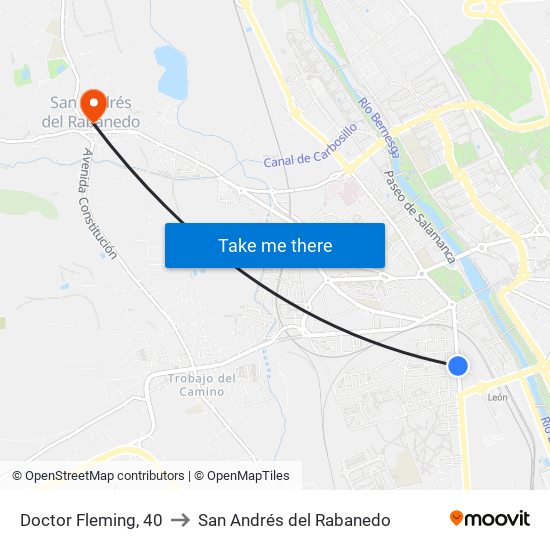 Doctor Fleming, 40 to San Andrés del Rabanedo map