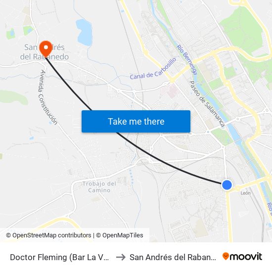 Doctor Fleming (Bar La Vega) to San Andrés del Rabanedo map