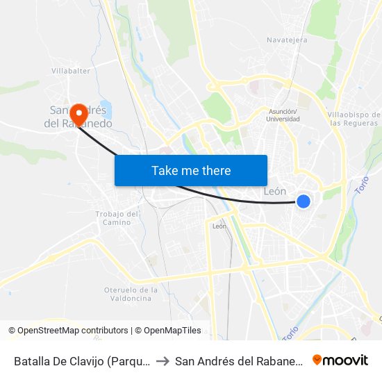Batalla De Clavijo (Parque) to San Andrés del Rabanedo map