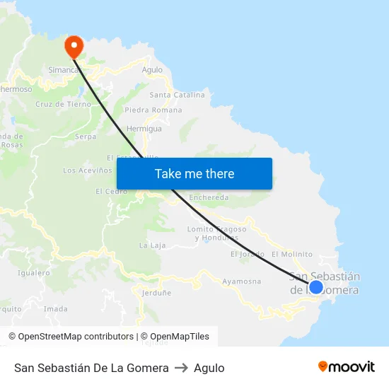 San Sebastián De La Gomera to Agulo map