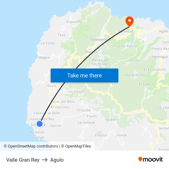 Valle Gran Rey to Agulo map