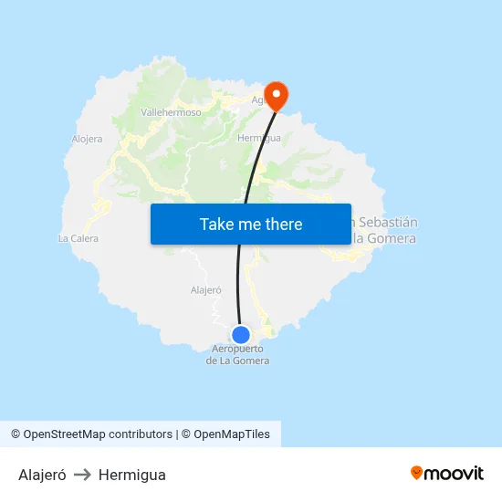 Alajeró to Hermigua map