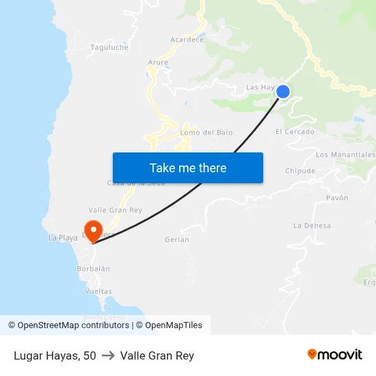 Lugar Hayas, 50 to Valle Gran Rey map