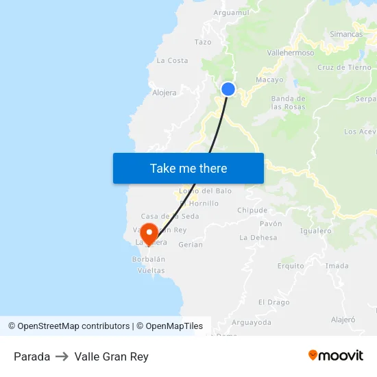 Parada to Valle Gran Rey map