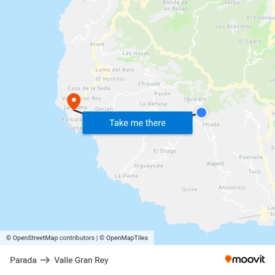 Parada to Valle Gran Rey map