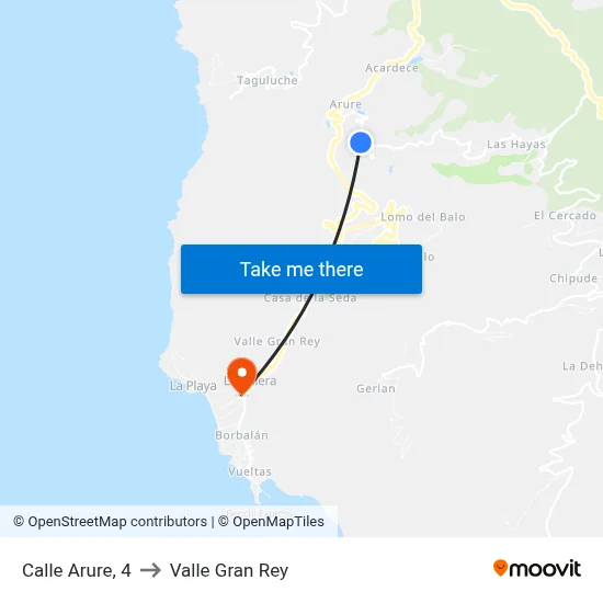 Calle Arure, 4 to Valle Gran Rey map