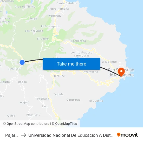 Pajarito to Universidad Nacional De Educación A Distancia map