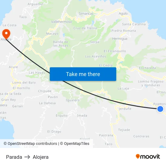 Parada to Alojera map