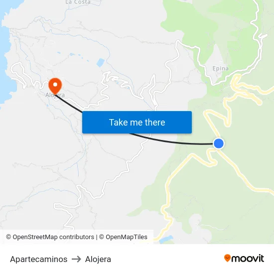 Apartecaminos to Alojera map