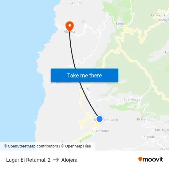 Lugar El Retamal, 2 to Alojera map