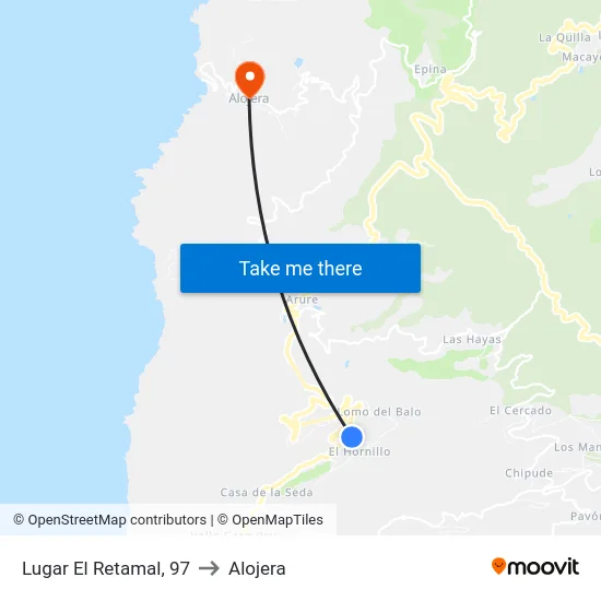 Lugar El Retamal, 97 to Alojera map