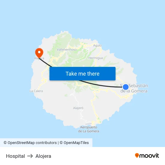 Hospital to Alojera map