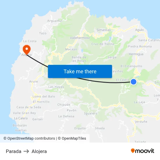 Parada to Alojera map