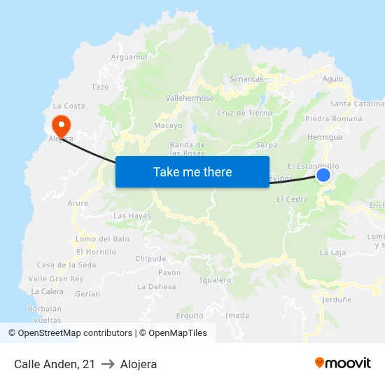 Calle Anden, 21 to Alojera map