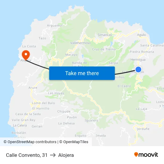 Calle Convento, 31 to Alojera map