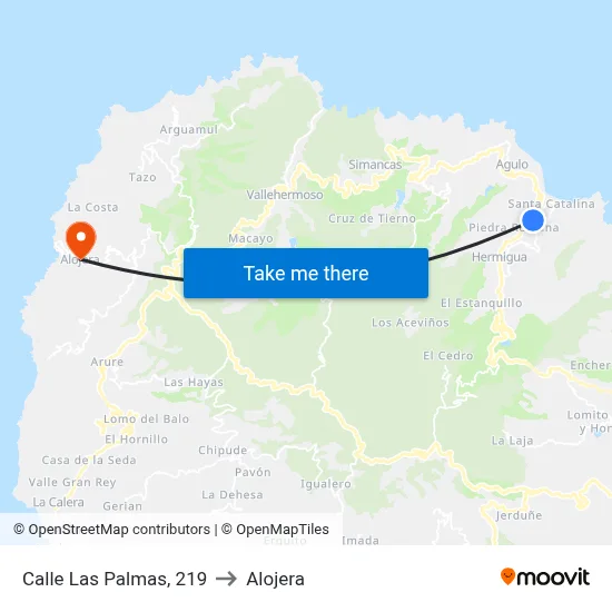 Calle Las Palmas, 219 to Alojera map
