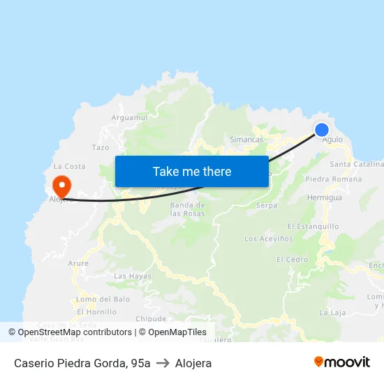 Caserio Piedra Gorda, 95a to Alojera map