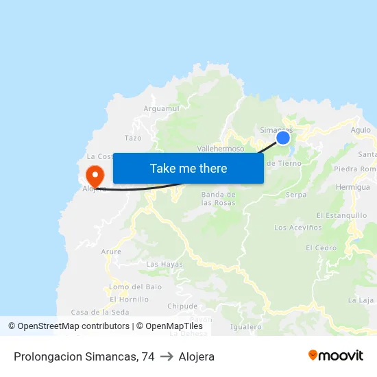 Prolongacion Simancas, 74 to Alojera map