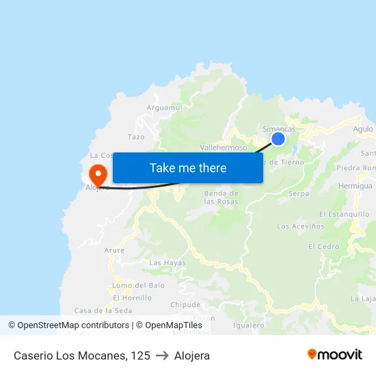 Caserio Los Mocanes, 125 to Alojera map