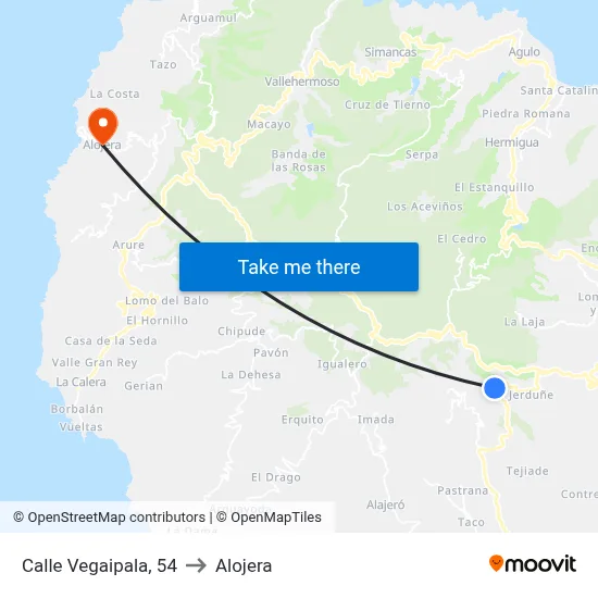 Calle Vegaipala, 54 to Alojera map