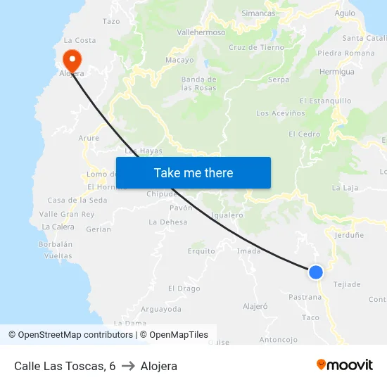Calle Las Toscas, 6 to Alojera map