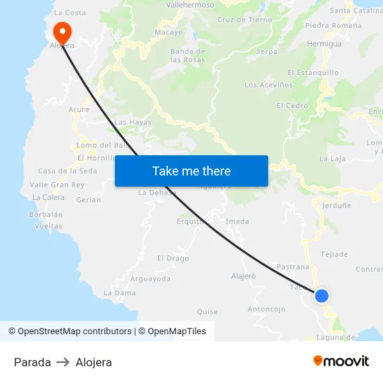 Parada to Alojera map