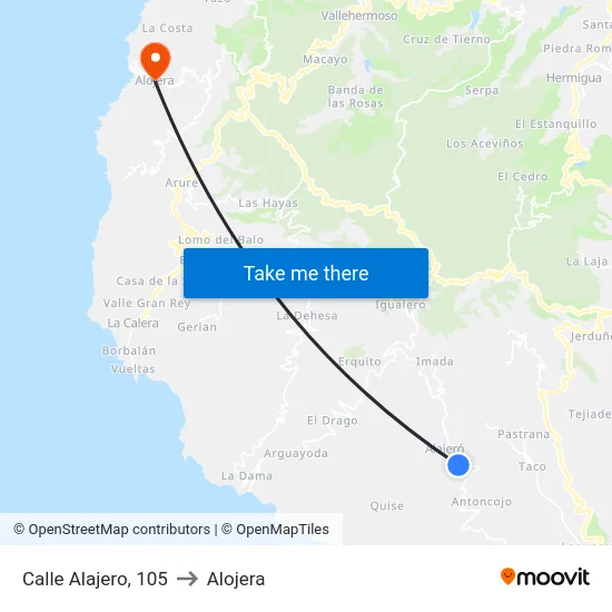 Calle Alajero, 105 to Alojera map