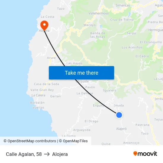 Calle Agalan, 58 to Alojera map