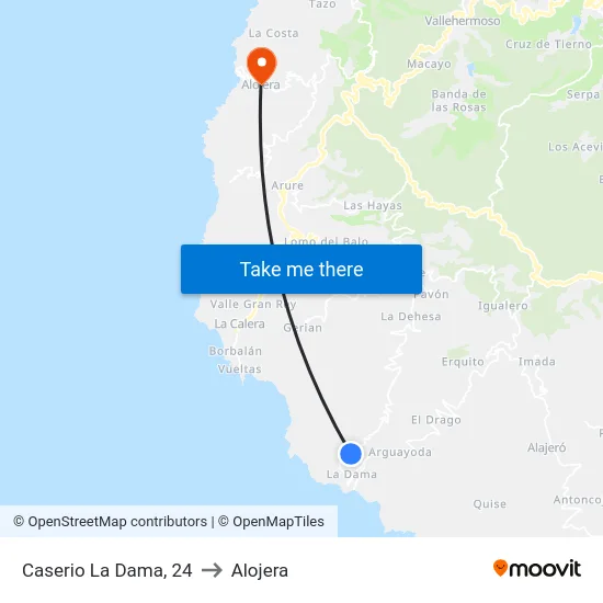 Caserio La Dama, 24 to Alojera map
