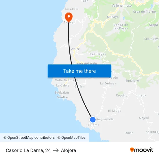 Caserio La Dama, 24 to Alojera map