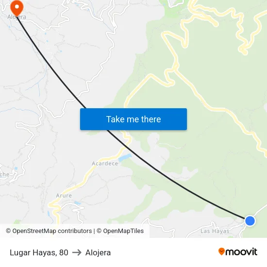 Lugar Hayas, 80 to Alojera map