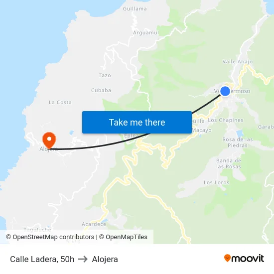 Calle Ladera, 50h to Alojera map