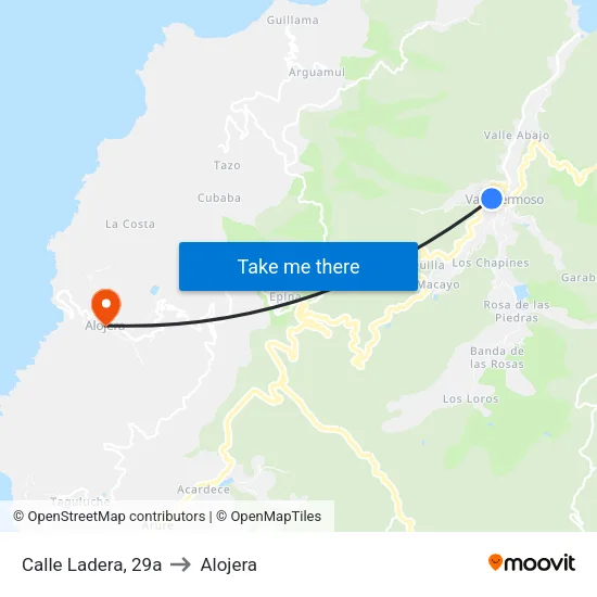 Calle Ladera, 29a to Alojera map