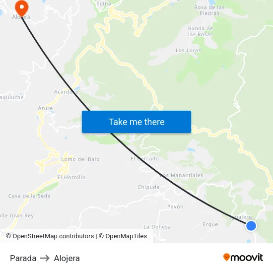 Parada to Alojera map