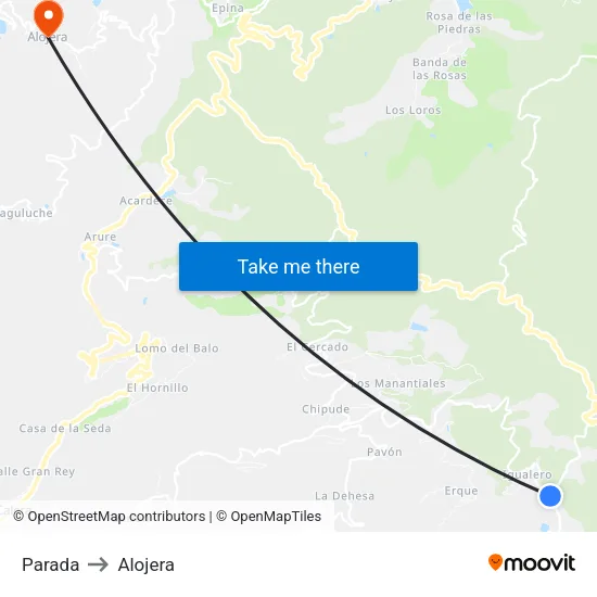 Parada to Alojera map
