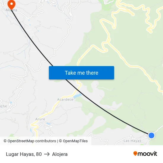 Lugar Hayas, 80 to Alojera map