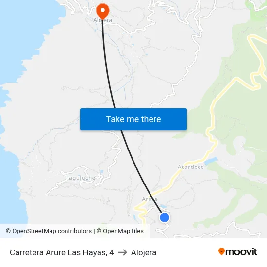 Carretera Arure Las Hayas, 4 to Alojera map