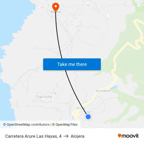 Carretera Arure Las Hayas, 4 to Alojera map