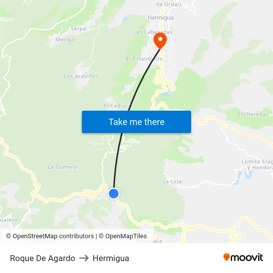 Roque De Agardo to Hermigua map