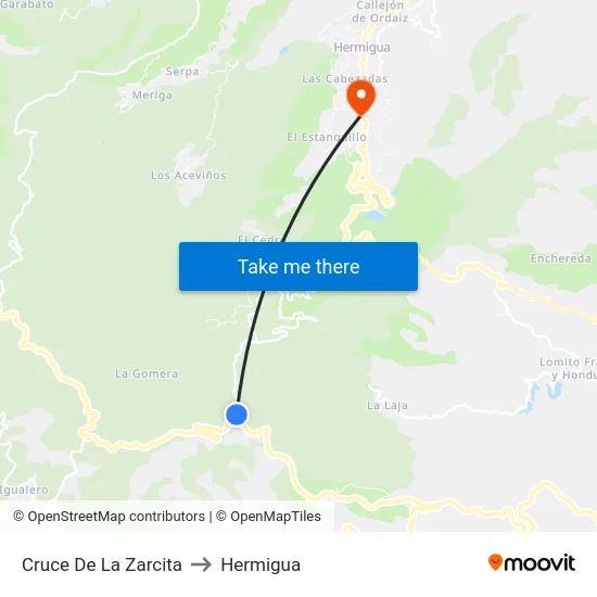 Cruce De La Zarcita to Hermigua map
